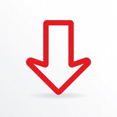 Red arrow pointing downward on white background