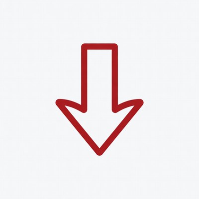 Red arrow pointing down on white background