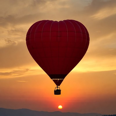 Hot air balloon at sunset