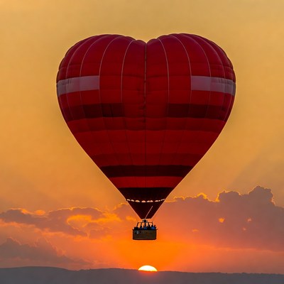 Hot air balloon during sunset