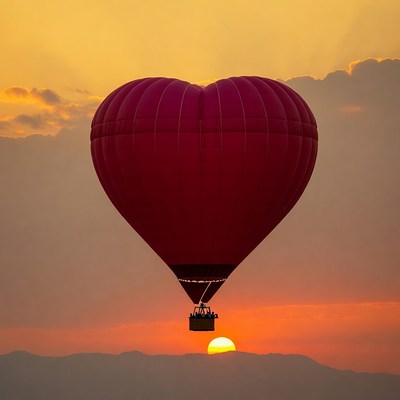 Hot air balloon at sunset