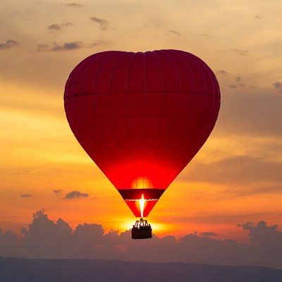 Hot air balloon at sunset