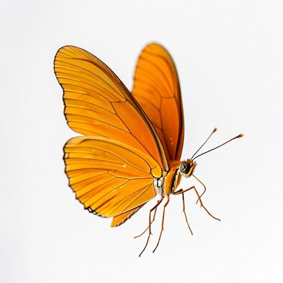 Bright orange butterfly in the air
