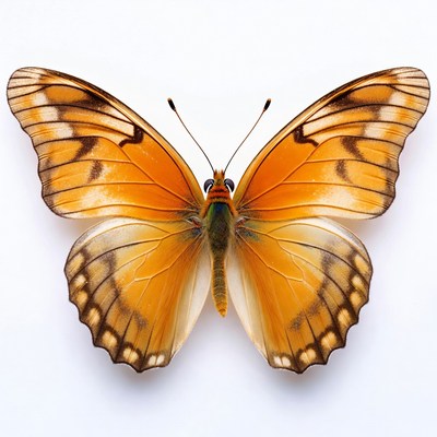 Butterfly with orange wings displayed flat