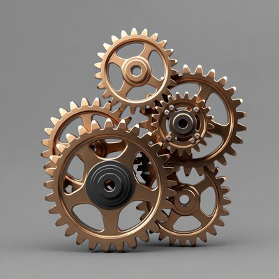 Gears arranged in an artistic display