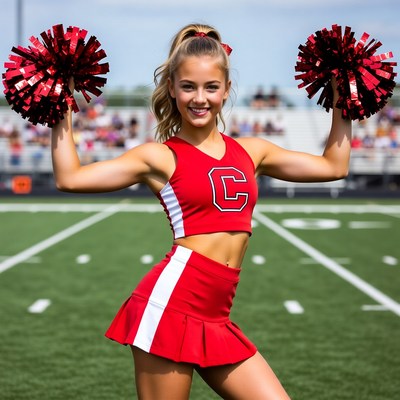 Cheerleader at football game