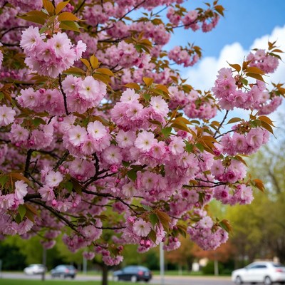 Cherry blossoms bloom in spring