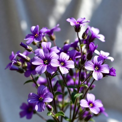 Purple flowers in bright sunlight