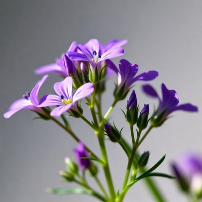 Purple flowers growing in sunlight