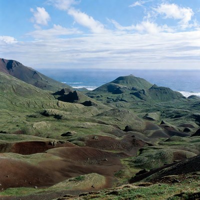 Mountain landscape with ocean view