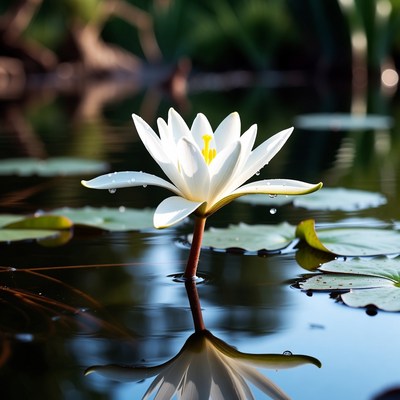 Water lily blooms on the water