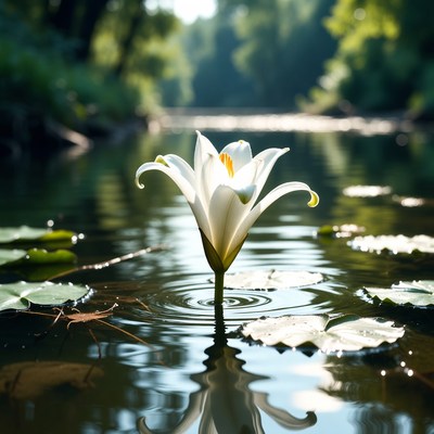 White flower floating on water