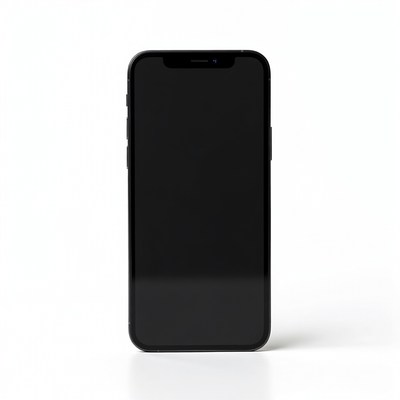Black smartphone on white background