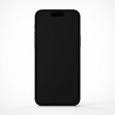 Black smartphone on a plain background