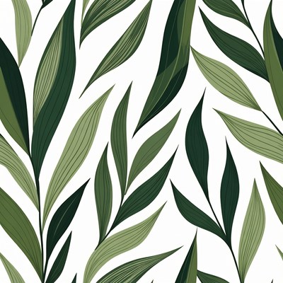 Green leaves pattern on white background