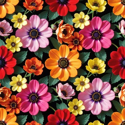 Colorful floral pattern on dark background
