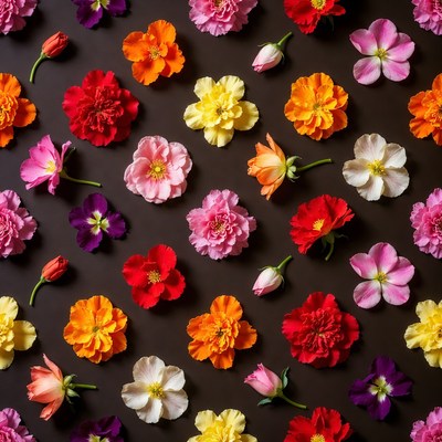 Colorful flowers on dark background