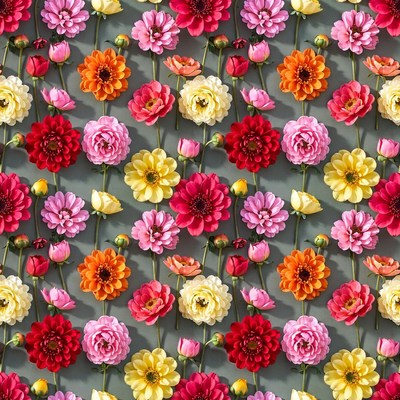 Colorful flower arrangement on fabric