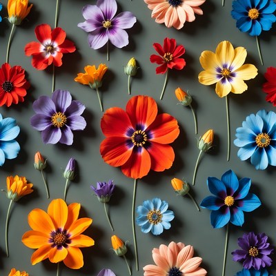 Colorful flowers arranged on a surface