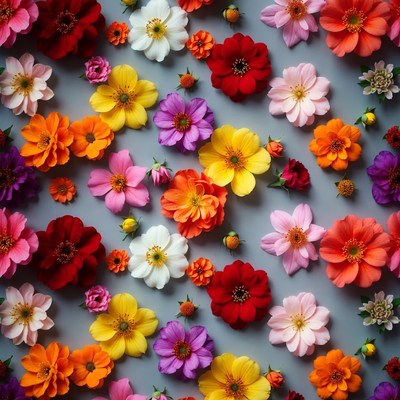 Colorful flowers on gray background
