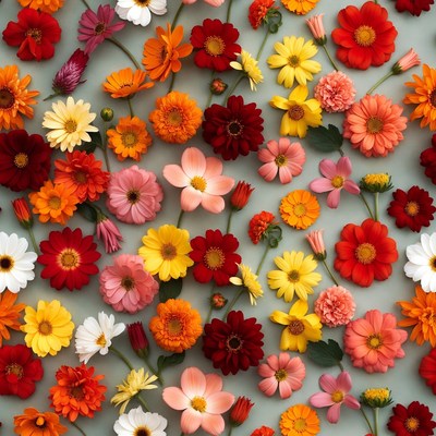 Colorful flowers on a flat surface