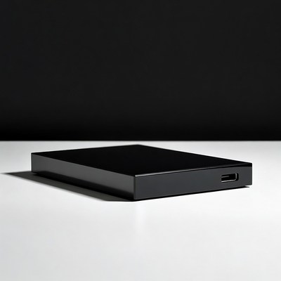 External hard drive on white surface