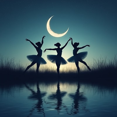Ballerinas dancing under the moonlight