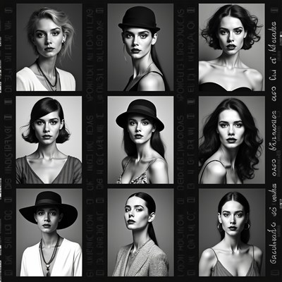 Portraits of models in black and white