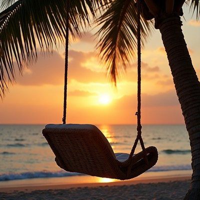 Swing by the sunset beach