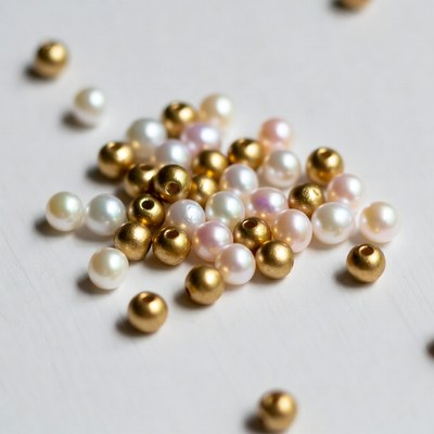 Colorful beads scattered on surface