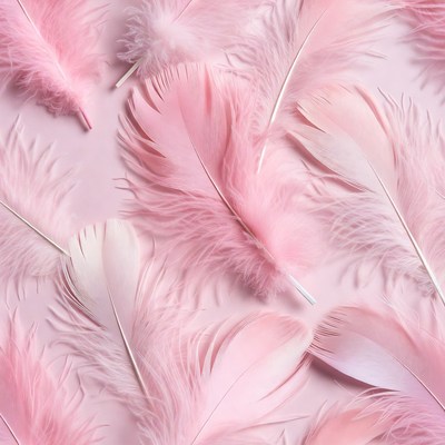 Pink feathers on soft background