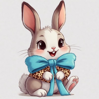 Cute bunny wearing bow tie