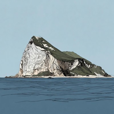 Rock formation stands in calm sea