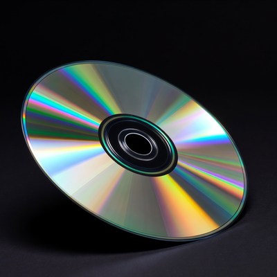 Shiny disc on black background