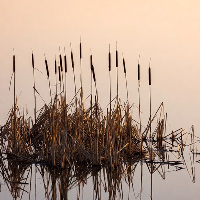 Cattails growing by the water