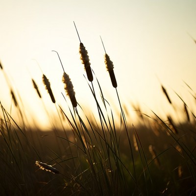 Cattails in sunset light
