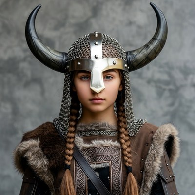 Young warrior in viking costume
