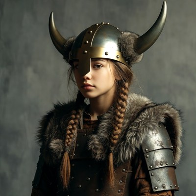 Viking warrior in metal armor