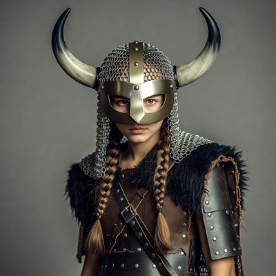 Young warrior in viking armor