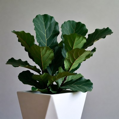 Fiddle leaf fig plant in modern pot