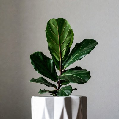 Fiddle leaf fig in a white pot