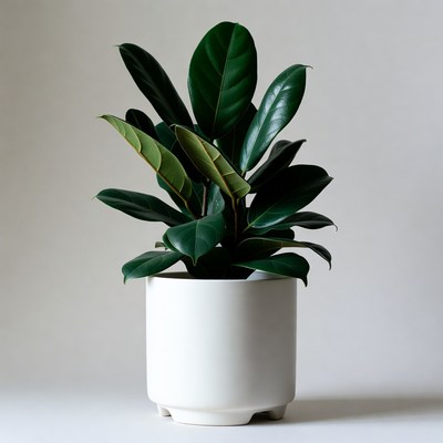 Indoor plant in a white pot with green leaves