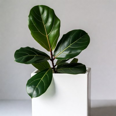 Fiddle leaf fig in white pot