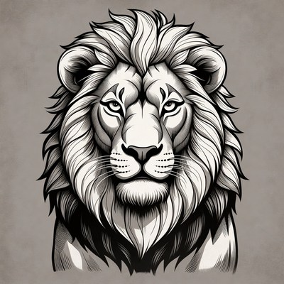 Lion portrait with detailed features