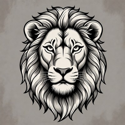 Lion head design with bold lines