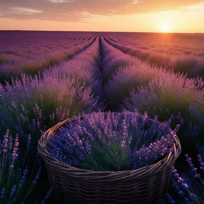 Lavender field at sunset