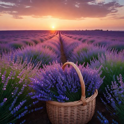 Lavender field at sunset