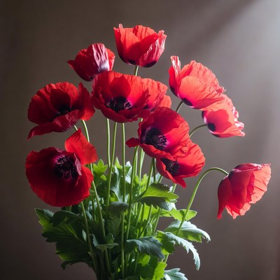Bright red flowers in a vase