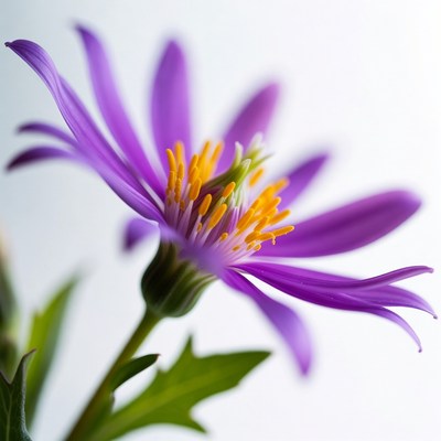 Purple flower with yellow center blooms