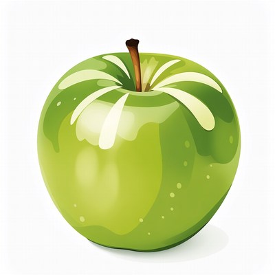 Green apple on white background